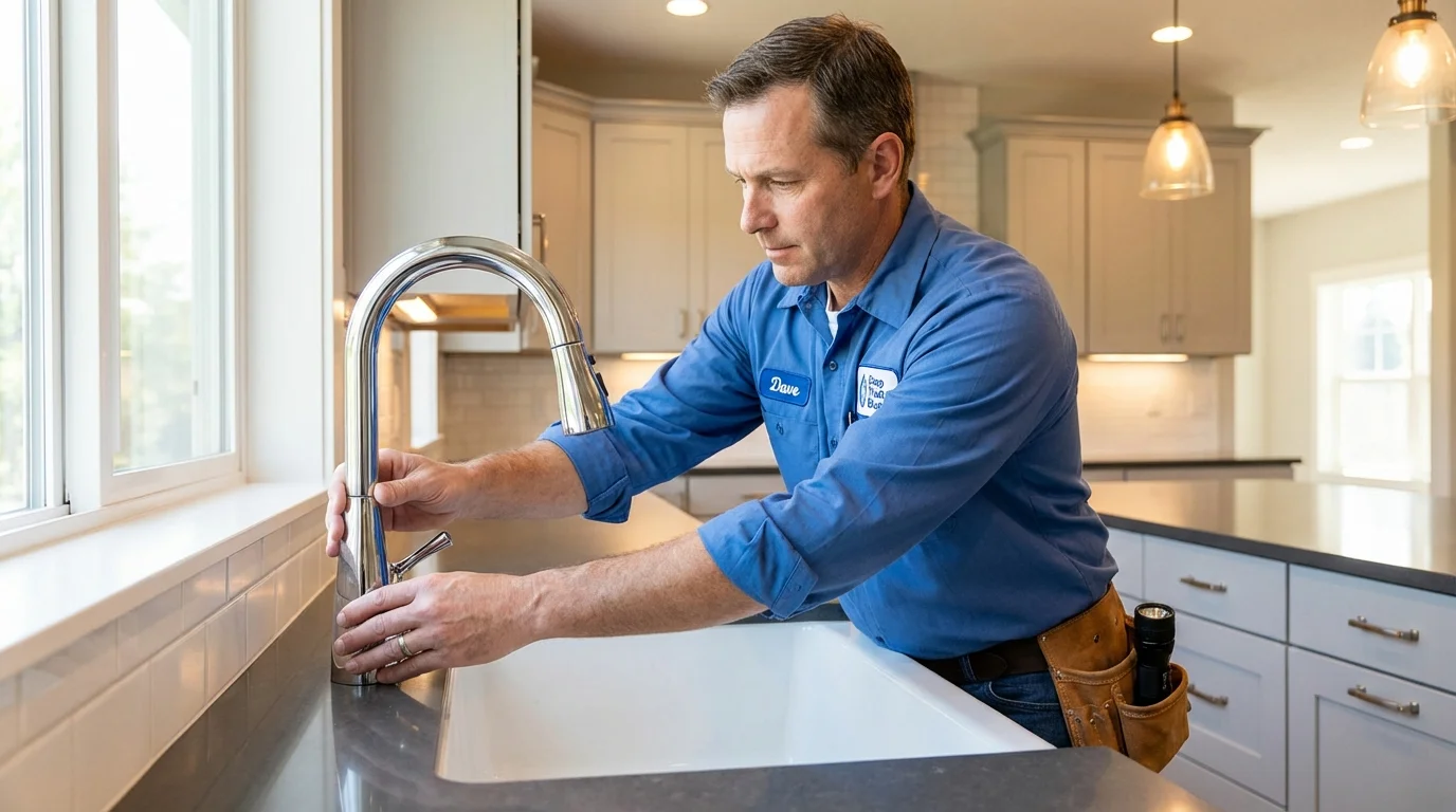 Kitchen faucet installation by Johns Plumbing LLC in North Prairie