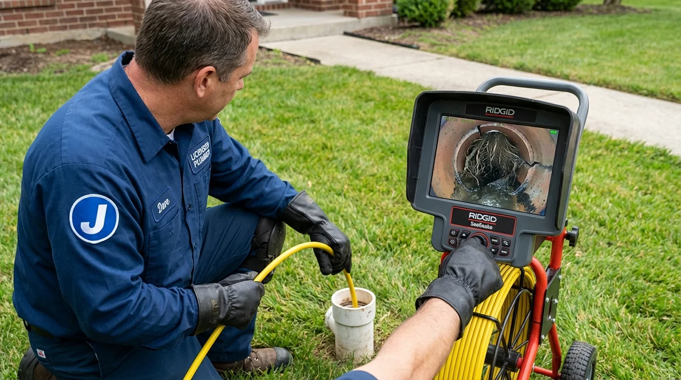 Sewer camera inspection being performed by Johns Plumbing LLC in North Prairie